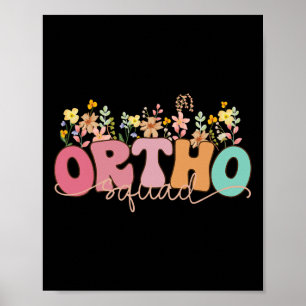 Retro Wildflower Ortho Squad Orthopedics Nurse Rn  Poster