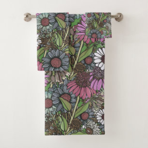 Retro Wildflower Winter Garden Bath Towel Set