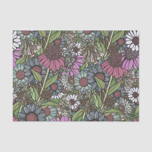 Retro Wildflower Winter Garden Tissue Paper (Front)