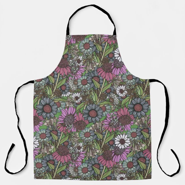 Retro Wildflower Winter Garden  Wrapping Paper Apron (Front)