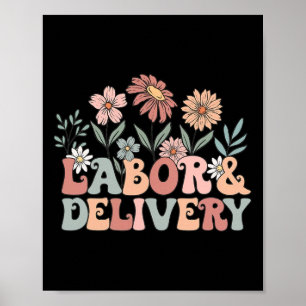 Retro Wildflowers Labour And Delivery Nurse Ck To Poster