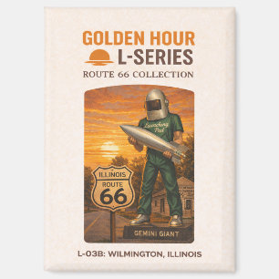 Retro Wilmington Illinois Route 66 Landmark Art Magnet