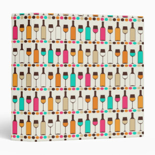 Retro wine bottles and glasses binder