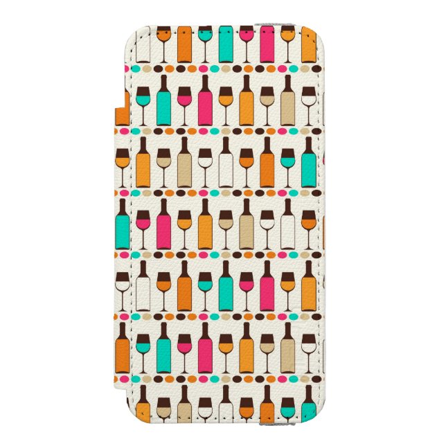 Retro wine bottles and glasses incipio iPhone wallet case (Folio Front)