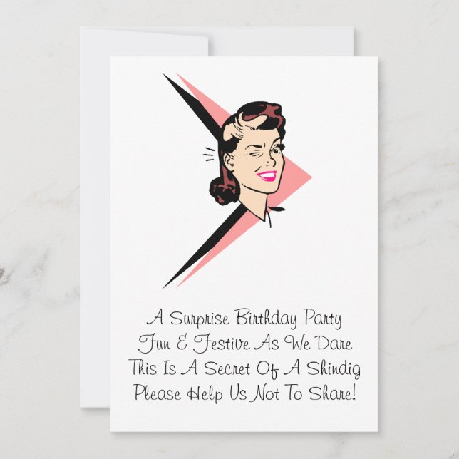 Retro Wink Surprise Winks w/ Rhyme Invitations Par (Front)