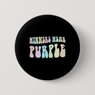 Retro Winners Wear Purple Support Pancreatic Cance 2 Inch Round Button