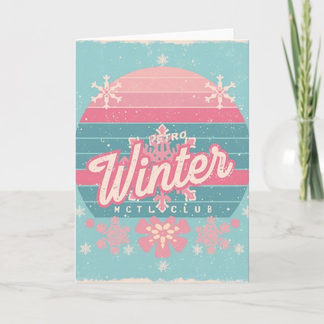 Retro Winter Club – Vintage Ski Greeting Card (Front)