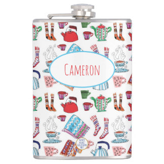 Retro Winter Hand-Illustrated Outdoor Hiking Hip Flask