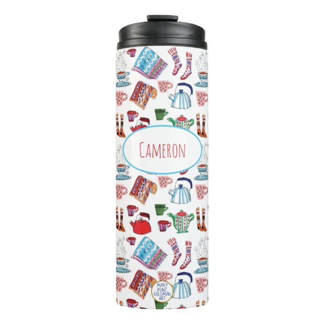 Retro Winter Hand-Illustrated Outdoor Hiking Thermal Tumbler (Front)