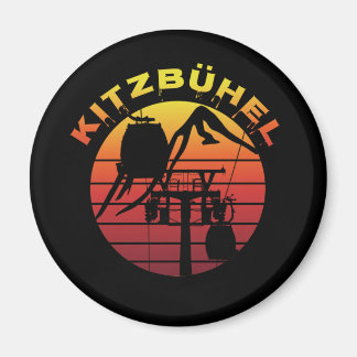 Retro Winter Ski Tirol Kitzbühel Sunset Magnet