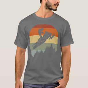 Retro Winter Sport Mountain Snowmobile Skiing Game T-Shirt