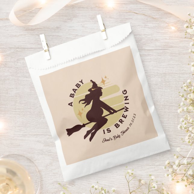 Retro Witch Baby is Brewing Baby Shower     Favour Bag (Clipped)