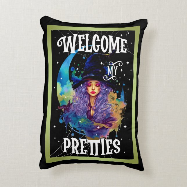 Retro Witch Beauty Halloween Accent Pillow (Back(Vertical))