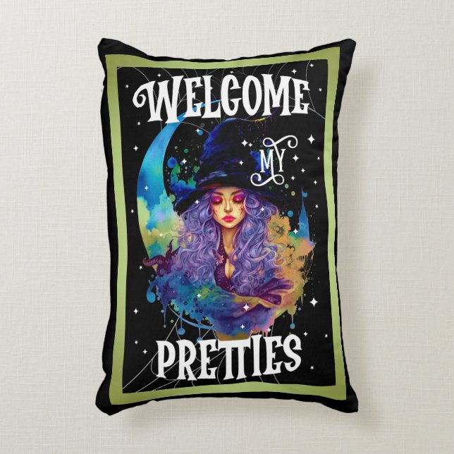 Retro Witch Beauty Halloween Accent Pillow (Front(Vertical))