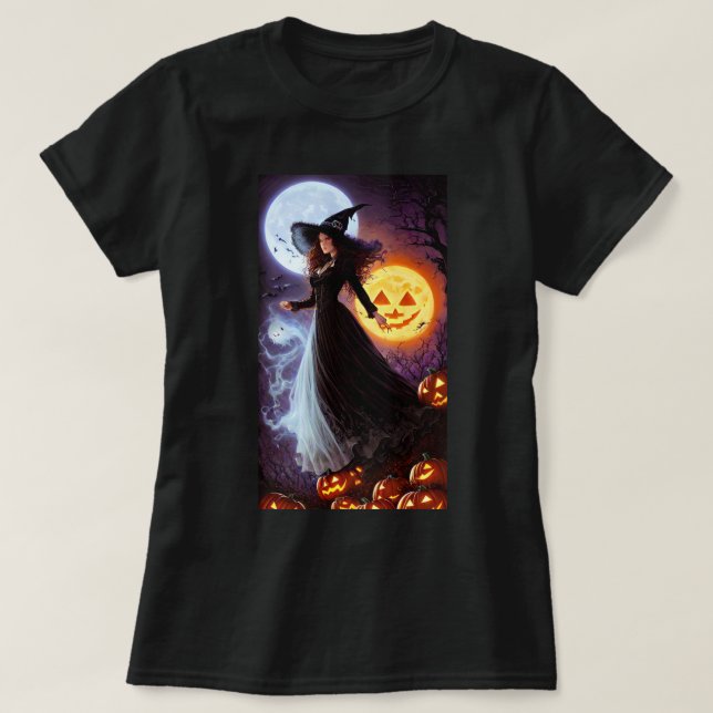 Retro Witch Hallween T-Shirt (Design Front)