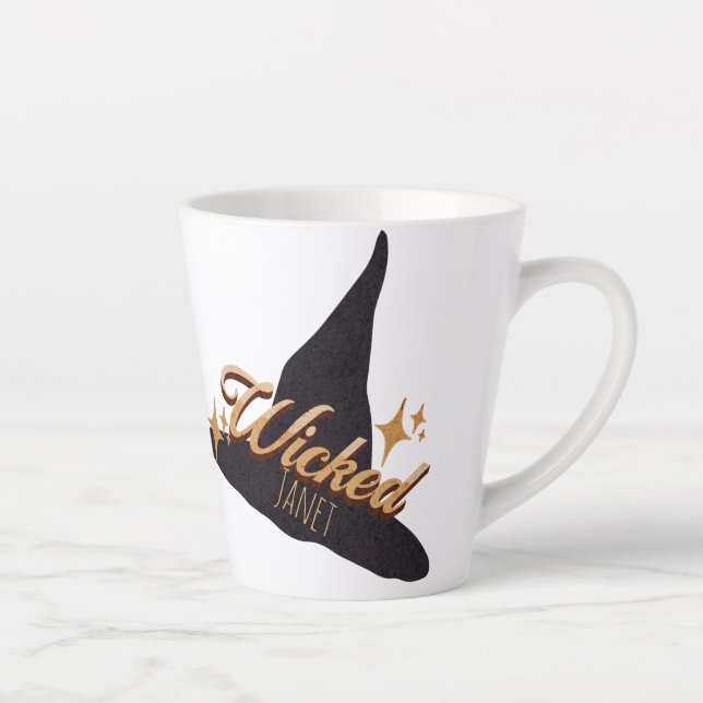 Retro Witch Hat Wicked Name    Latte Mug (Right)