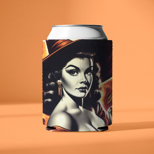 Retro Witch Pin-up Can Cooler