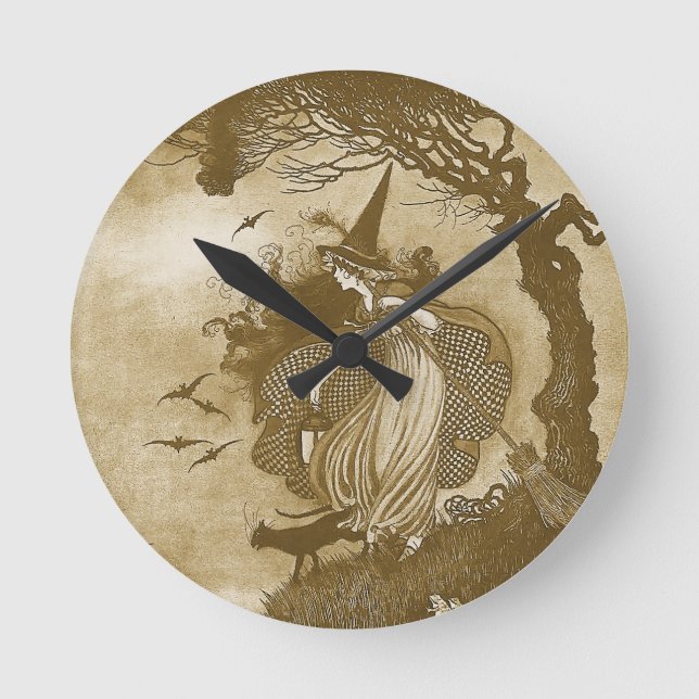 Retro Witch  Round Clock (Front)