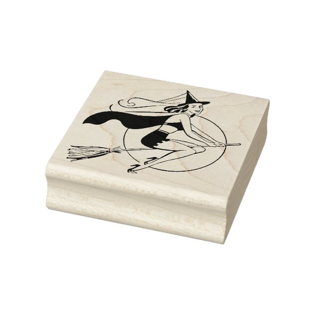 Retro Witch Rubber Art Stamp (Stamp)