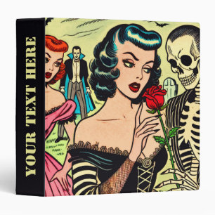 Retro Witch Vampire Girl Horror Comics Binder