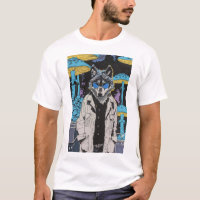 Retro Wolf in Lab Coat Comic Art T-Shirt