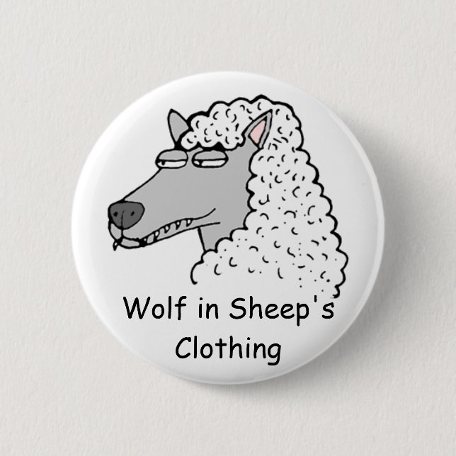 Retro Wolf in Sheep's Clothing 2 Inch Round Button (Front)