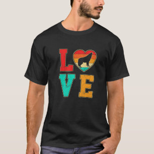 Retro Wolf Love Valentines Day Heart Animals Lover T-Shirt