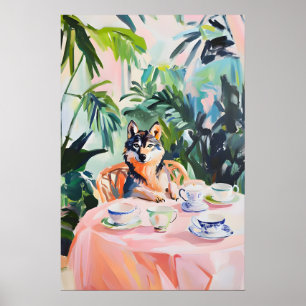 Retro Wolf Poster, Wolf Oil Painting, Vintage Wolf Poster