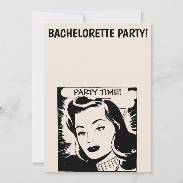 RETRO WOMAN BACHELORETTE PARTY INVITATION (Front)