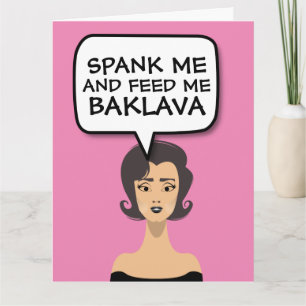 RETRO WOMAN BAKLAVA KINKY CUTE GREETING CARD