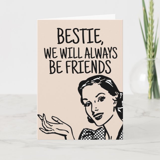 RETRO WOMAN BESTIE HELLO FUNNY CARDS (Front)