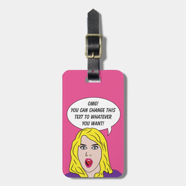 RETRO WOMAN custom luggage tags (Front Vertical)