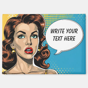 Retro Woman Customizable Text Magnet