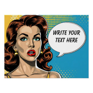 Retro Woman Customizable Text Poster