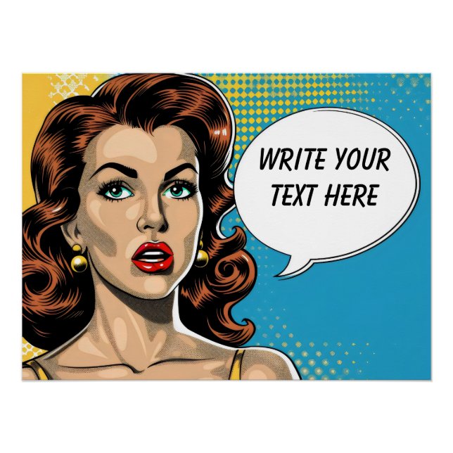 Retro Woman Customizable Text Poster (Front)