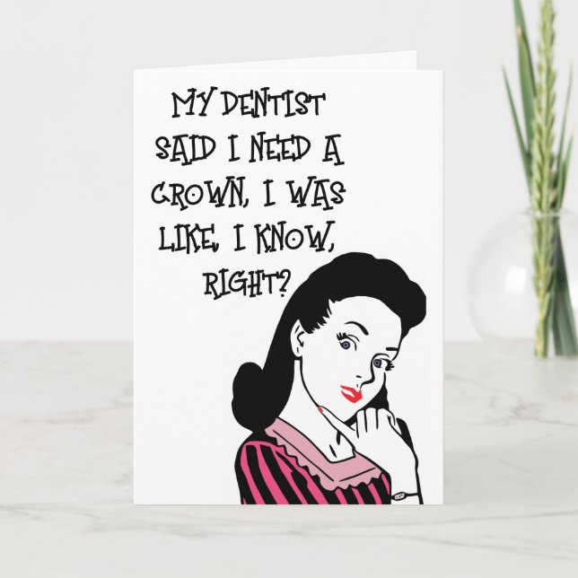 RETRO WOMAN FUNNY QUEEN CARTES D'ANNIVERSAIRE (Devant)