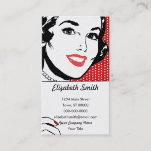 Retro Woman Holding a Sign Business Card