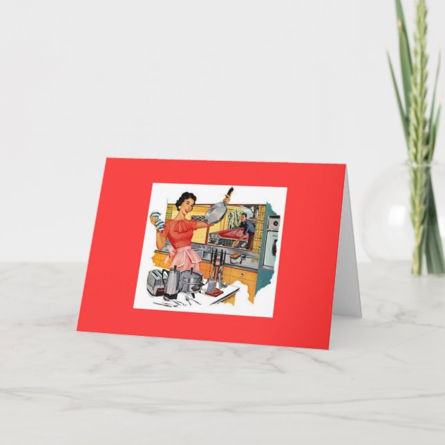 Retro Woman in Kitchen Card (Front)