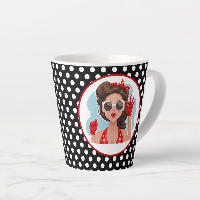 Retro Woman Latte Mug (Right Angle)