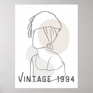 Retro woman line art poster