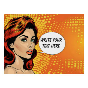 Retro Woman Orange Customizable Poster