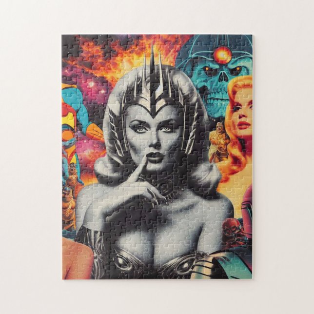 Retro Woman Sci-fi Collage Jigsaw Puzzle (Vertical)
