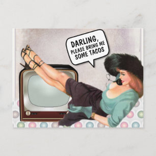 RETRO WOMAN TACOS POSTCARDS
