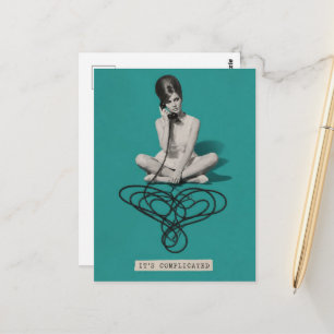 Retro Woman telephone heart complicated collage Postcard