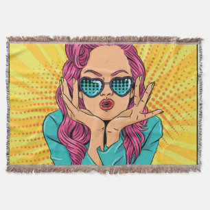 Retro woman throw blanket