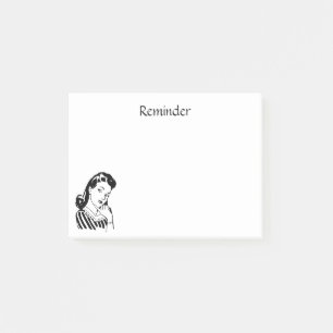 Retro Woman To Do Reminder Custom Design Wording Post-it Notes