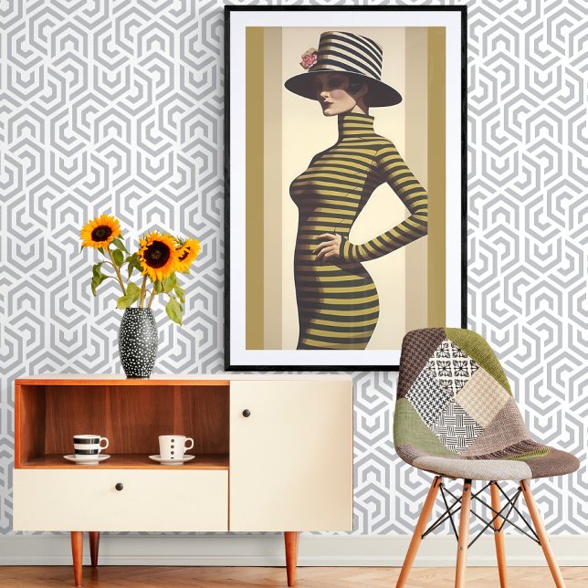 Retro Woman Wearing Hat with Rose Poster (Creator Uploaded)