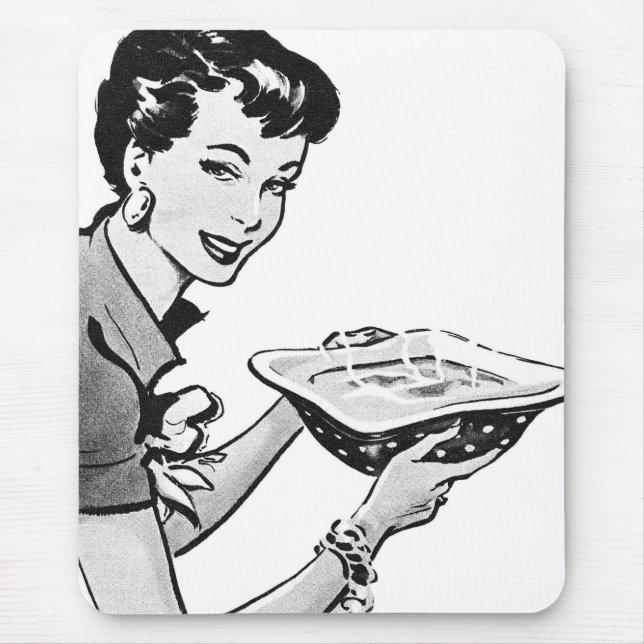 Retro Woman With Home Cooked Meal Mouse Pad (Front)