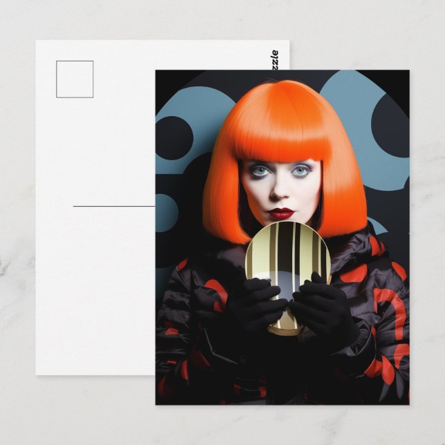 Retro Woman With Orange Hair Postcard (Front/Back)