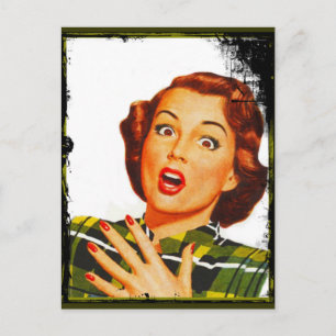 Retro Woman With Surprised Expression Postcard